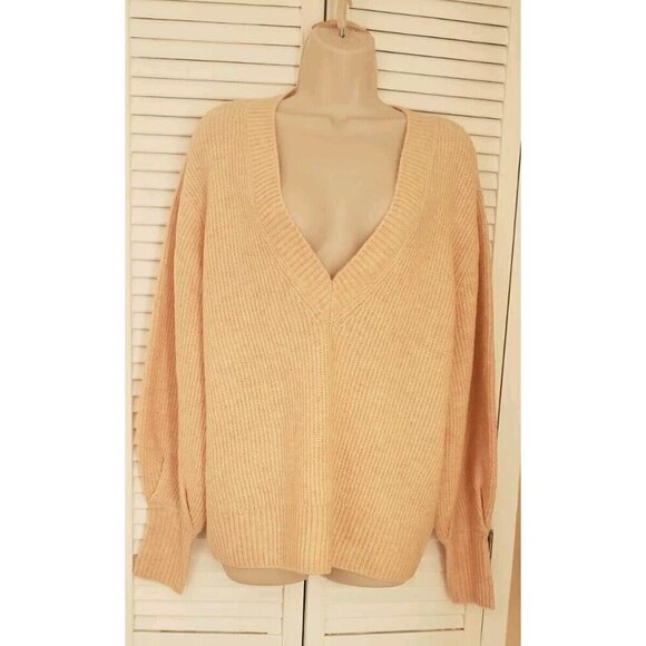NWT $79 1.STATE V-NECK SWEATER IN PINK MELANGE SZ LARGE - Picture 5 of 10
